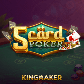5 Card Poker felt table with five playing cards