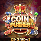Coin Pusher arcade machine with stacked coins